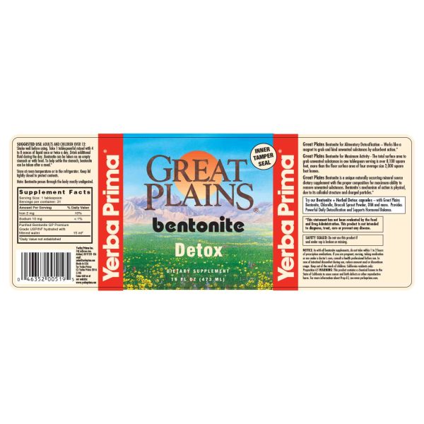 Yerba Prima Great Plains Bentonite Liquid 16oz Hot on Sale