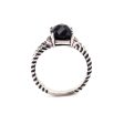 David Yurman Onyx and Diamond Silver Petite Wheaton Ring Size 7.75 Online now