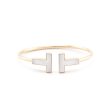 Tiffany & Co. 18K Gold & Mother of Pearl Wide T Wire Bracelet Cheap