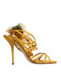 Dolce & Gabbana Floral Applique Stiletto Heel Leather Sandals with Adjustable Straps Cheap