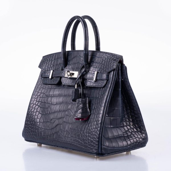 Hermes Verso Birkin 25 Blue Marine Matte Alligator & Rose Scheherazade with Palladium Hardware - 2019, D For Cheap