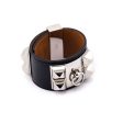 Hermes Black Leather Palladium Collier De Chien Bracelet For Cheap