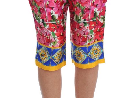 Dolce & Gabbana Multicolor Floral Silk Capri Women s Pants on Sale