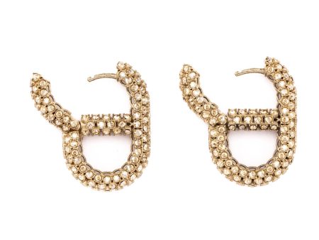 Dior Gold Crystal Embellished Montaigne Earrings For Discount