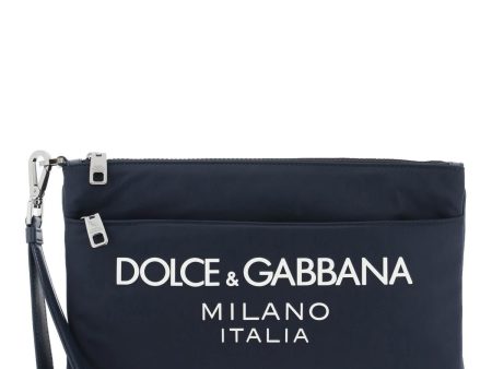 Dolce & Gabbana Men s Nylon Pouch With Rubberized Logo Online Sale