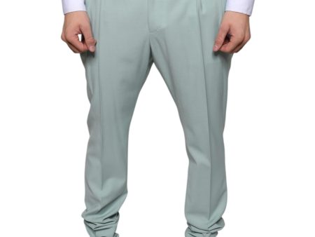 Dolce & Gabbana Cotton Blend Skinny Dress Pants with Logo Details Online Sale