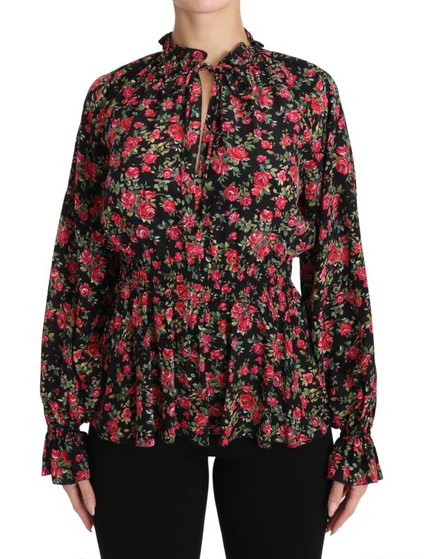 Dolce & Gabbana Elegant Black Floral Silk Women s Shirt Fashion