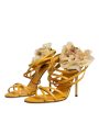 Dolce & Gabbana Floral Applique Stiletto Heel Leather Sandals with Adjustable Straps Cheap