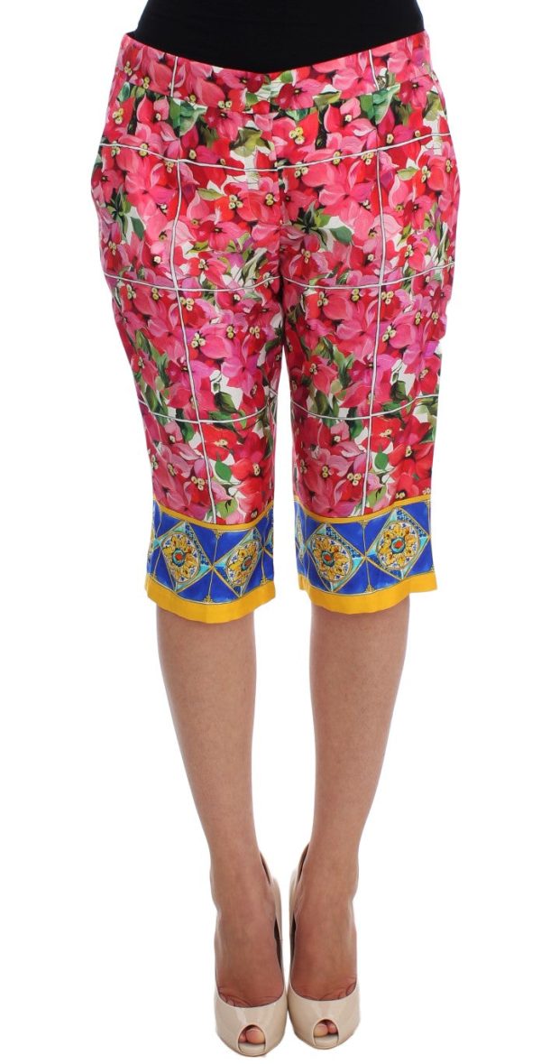 Dolce & Gabbana Multicolor Floral Silk Capri Women s Pants on Sale