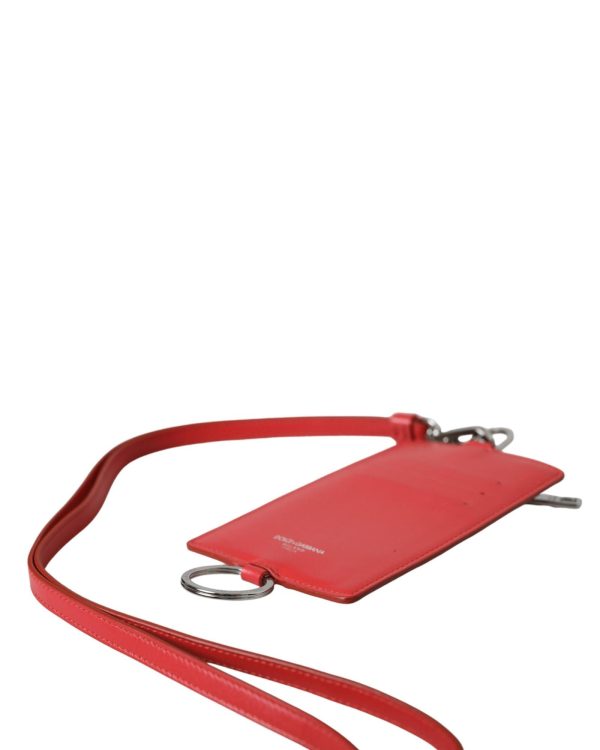 Dolce & Gabbana  Red Leather Card Holder with Chain For Sale