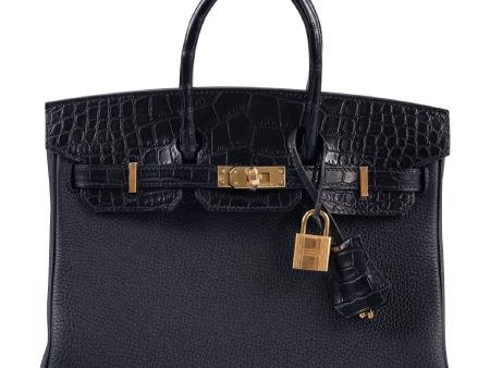 Hermes Birkin 25 Touch Black Togo and Matte Alligator Gold Hardware Online