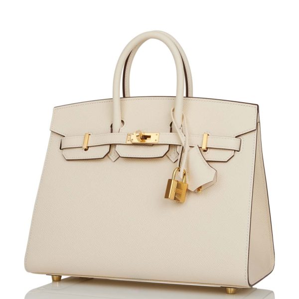 Hermes Birkin Sellier 25 Nata Epsom Gold Hardware Fashion