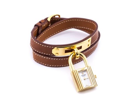 Hermes Gold-Plated Dual Leather Kelly Watch on Sale