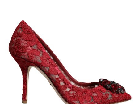 Dolce & Gabbana  Red Lace Pumps with Jeweled Embellishment Online Sale