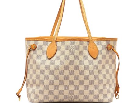 Beige Louis Vuitton Damier Azur Neverfull PM Tote Bag Fashion