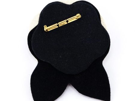 Chanel Black & White Camellia Felt Brooch Online