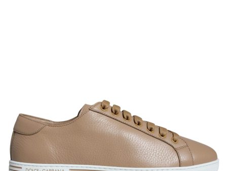 Dolce & Gabbana  Men s Leather Sneakers - Beige Hot on Sale