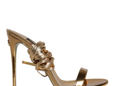 Dolce & Gabbana Gold Leather High Heels Sandals Women s Shoes (Arinah bags) Online