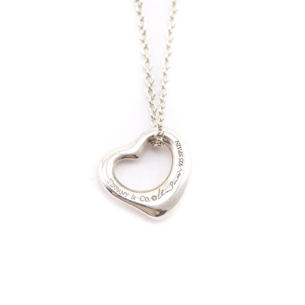 Tiffany & Co. Sterling Silver Elsa Peretti Open Heart Pendant Necklace Cheap