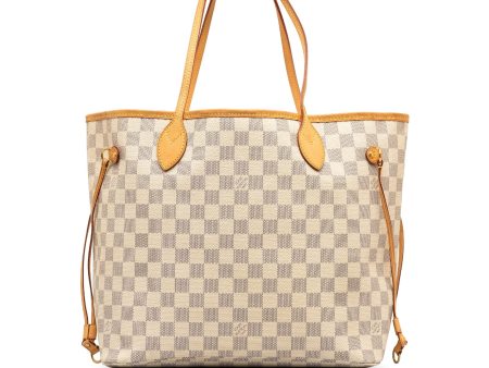 Beige Louis Vuitton Damier Azur Neverfull MM Tote Bag Online now