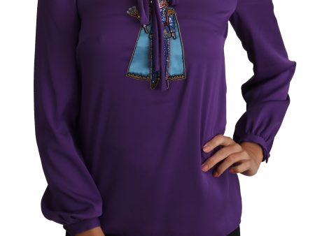 Dolce & Gabbana Enchanted Purple Silk Crystal Women s Blouse For Cheap