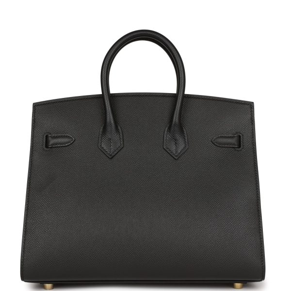 Hermes Birkin Sellier 25 Black Epsom Gold Hardware For Discount