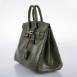 Hermes Birkin 25 Vert Olive Salvator Lizard with Palladium Hardware - 2008, L Square Discount