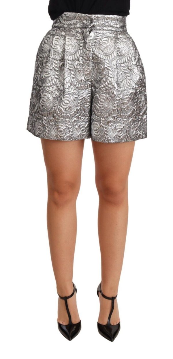 Dolce & Gabbana  Floral Brocade Shorts - Silver on Sale