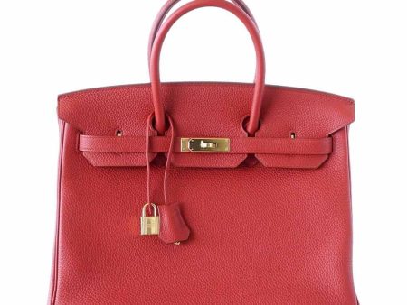 Hermes Birkin 25 Vermillion Bag GHW Fashion