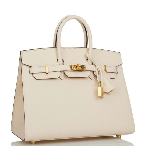 Hermes Birkin Sellier 25 Nata Epsom Gold Hardware Fashion