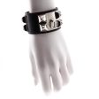 Hermes Black Leather Palladium Collier De Chien Bracelet For Cheap