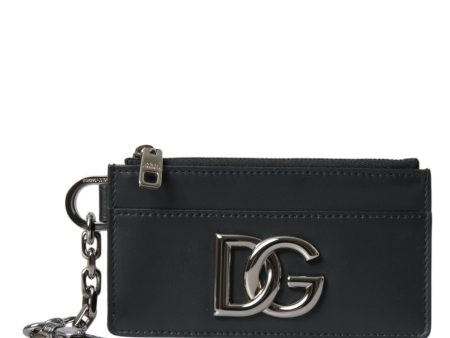 Dolce & Gabbana Black Calfskin Leather DG Logo Card Holder Wallet Men s Men Online now