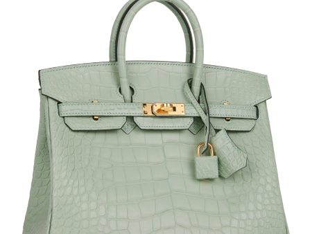 Hermes Birkin 25 Vert D Eau Matte Alligator Gold Hardware Online Sale