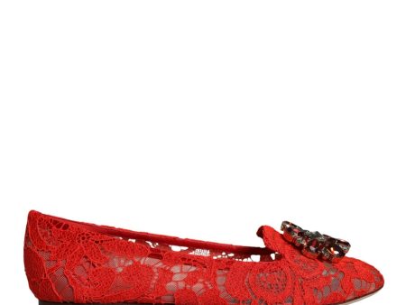 Dolce & Gabbana  Women s Lace Ballerina Flats - Red Online Sale