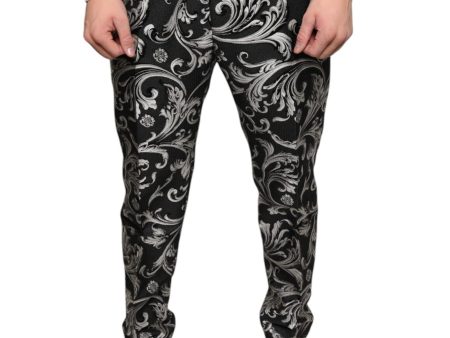 Dolce & Gabbana Jacquard Skinny Dress Pants with Logo Details Hot on Sale