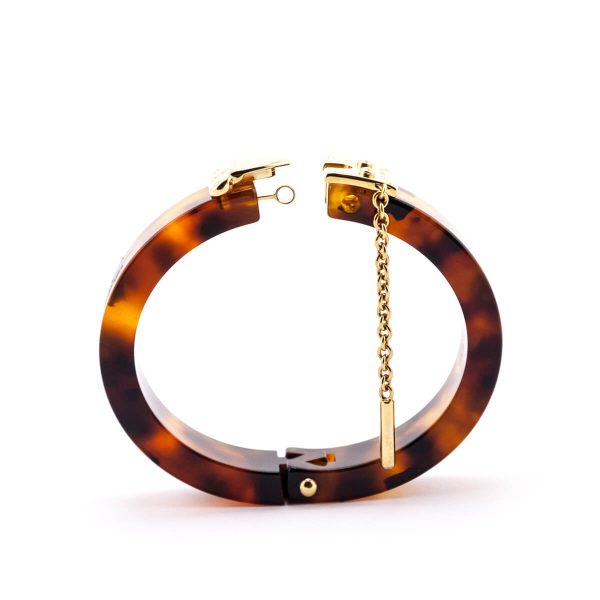 Louis Vuitton Tortoise Resin & Gold Vintage Lock Me Bracelet Discount