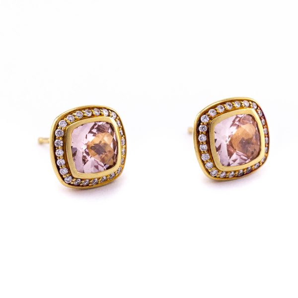 David Yurman 18K Gold Morganite & Diamonds Stud Earrings Online