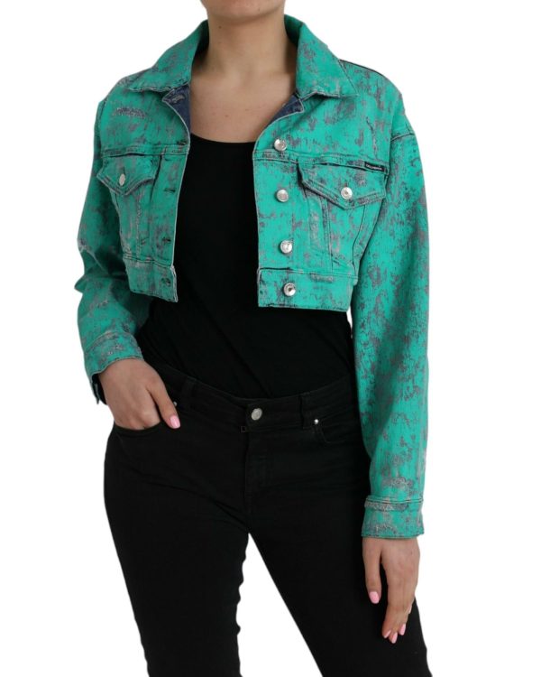 Dolce & Gabbana  Women s Teal Cropped Denim Jacket Online