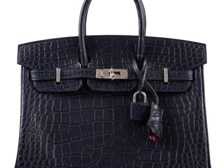 Hermes Verso Birkin 25 Blue Marine Matte Alligator & Rose Scheherazade with Palladium Hardware - 2019, D For Cheap