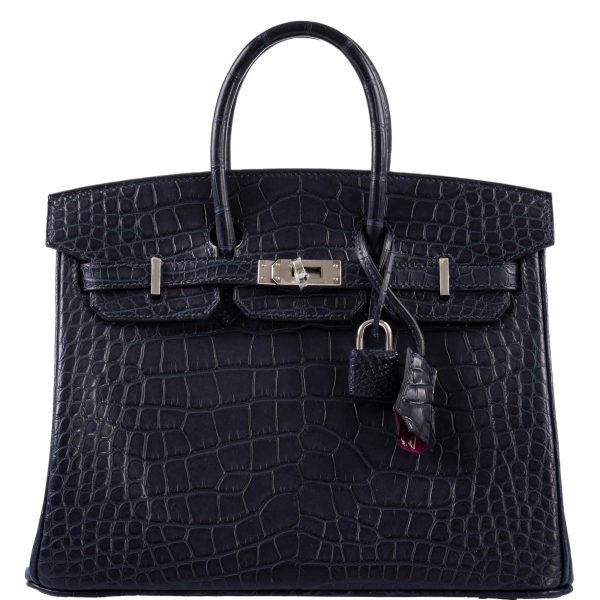 Hermes Verso Birkin 25 Blue Marine Matte Alligator & Rose Scheherazade with Palladium Hardware - 2019, D For Cheap