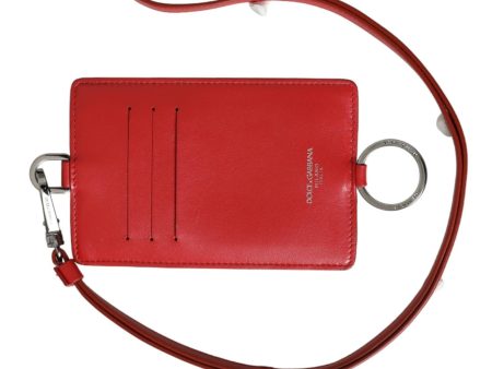 Dolce & Gabbana  Red Leather Card Holder with Chain For Sale