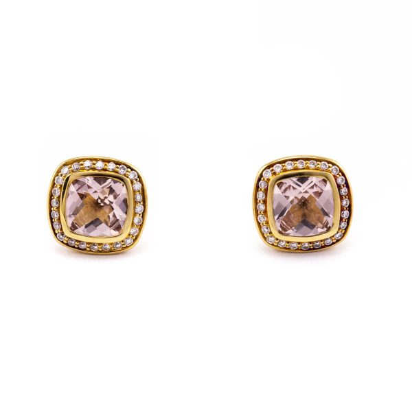 David Yurman 18K Gold Morganite & Diamonds Stud Earrings Online