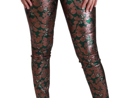 Dolce & Gabbana Leaf Metallic Side-Zip Pants Hot on Sale