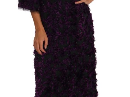 Dolce & Gabbana Elegant Fringe Sheath Dress in Purple & Women s Black For Discount