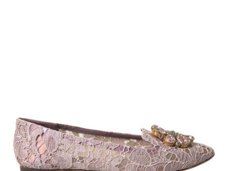 Dolce & Gabbana  Lace Ballerinas with Jeweled Embellishment Online Hot Sale