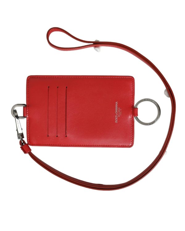 Dolce & Gabbana  Red Leather Card Holder with Chain For Sale