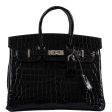 Hermes Birkin 25 Shiny Black Niloticus Crocodile with Palladium Hardware - 2019, D Supply