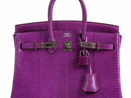 Hermes Birkin 25 Violet Lizard Ruthenium Hardware - 2006 Online