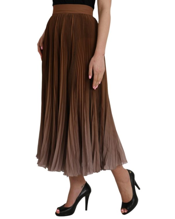 Dolce & Gabbana  Women s Brown Pleated Midi Skirt Online now