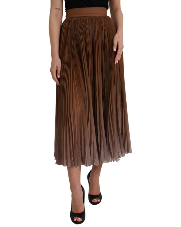 Dolce & Gabbana  Women s Brown Pleated Midi Skirt Online now